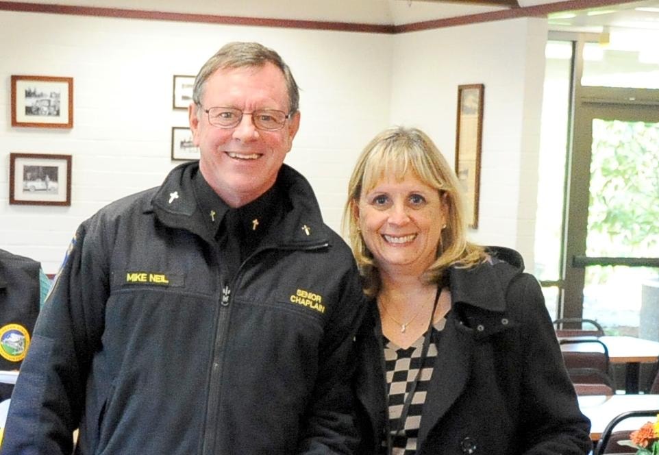 Mike Neil in Senior Chaplain jacket at a WSP event