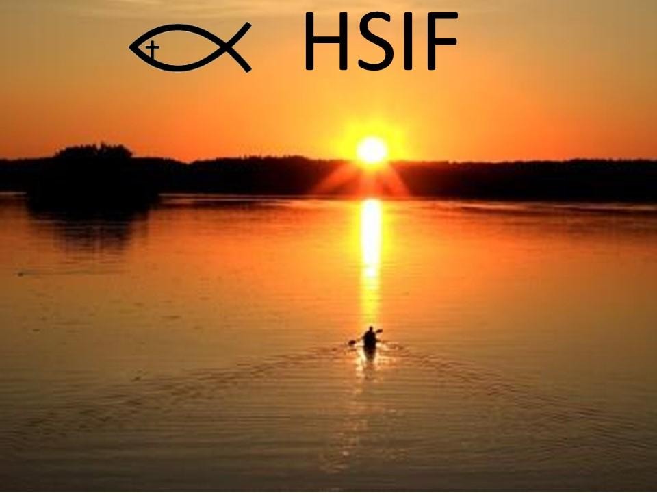 HSIF — Holy Spirit Inspires Faith — sunset over water with kayaker